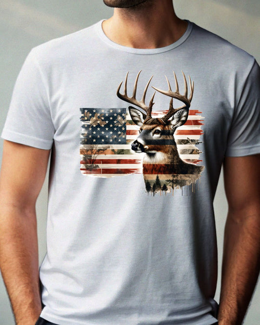 Deer With American Flag DTF Print